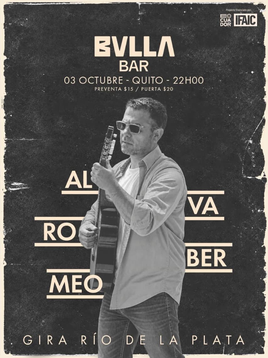Álvaro Bermeo · Gira Río de la Plata, Bulla Bar, 3 octubre de 2026.